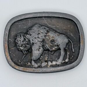 Vintage 1977  Indian Metal Craft Buffalo Belt Buckle